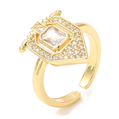 Широкое открытое кольцо-манжета с кубическим цирконием, латунное кольцо для женщин с покрытием стойки, без свинца и без кадмия