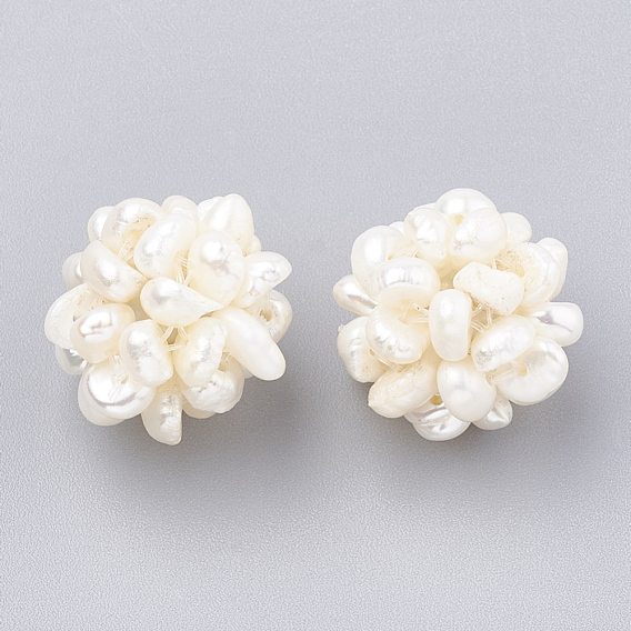 Perles tissées à la main avec perles naturelles, amas de billes, ronde