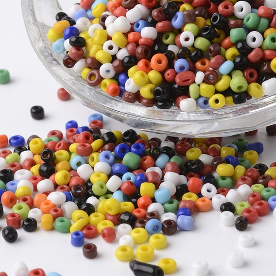 8/0 Opaque Colours Round Glass Seed Beads, 2.5~3.5x2~2.5mm, Hole: 0.8~1mm, about 12100pcs/450g
