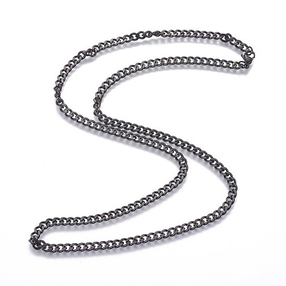 304 Stainless Steel Curb Chain Necklaces, with Lobster Claw Clasp