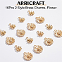 ARRICRAFT 16Pcs 2 Style Brass Charms, Flower