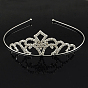Fashionable Wedding Crown Rhinestone Hair Bands, Headpiece, Bridal Tiaras, with Iron and Brass Base, 120mm