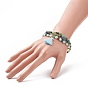 3Pcs 3 Style Natural Agate & Aquamarine & Celestite Beaded Stretch Bracelets Set, Tassel Charms Stackable Bracelets for Women