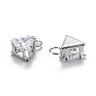 Brass Clear Cubic Zirconia Charms, Long-Lasting Plated, Triangle