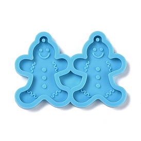 Christmas Theme DIY Pendant Silicone Molds, for Earring Making, Resin Casting Molds, For UV Resin, Epoxy Resin Jewelry Making, Gingerbread Man