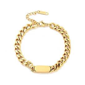 Placage ionique (ip) 304 bracelet à maillons rectangulaires en acier inoxydable avec chaînes gourmettes pour femmes