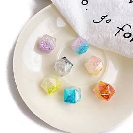 Opaque Crackle Acrylic Beads, Gradient Color, Cube