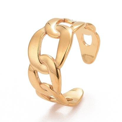 Chapado en iones (ip) 304 anillo de acero inoxidable con forma de cadena de bordillo para mujer