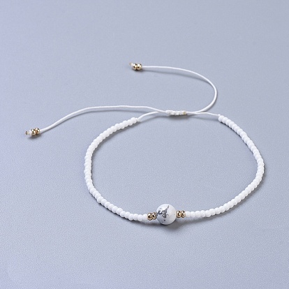 Плетеные браслеты из нейлоновой нити, с бисером и драгоценными камнями