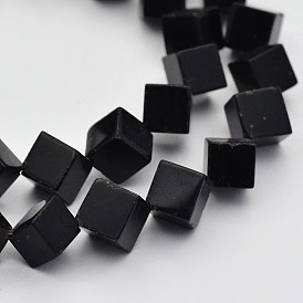 Brins de perles d'onyx naturel cube, 9x8x6mm, Trou: 1mm, Environ 48 pcs/chapelet, 15.7 pouce