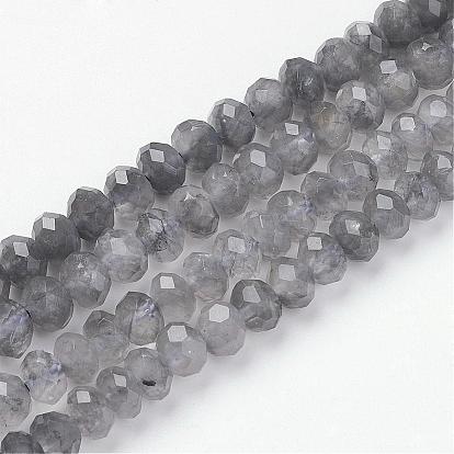 Nuageux naturelle perles de quartz brins, rondelle, facette