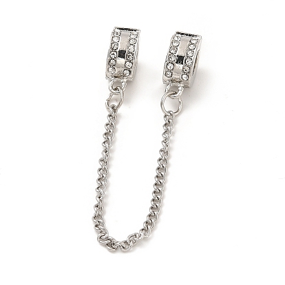 Cadenas de seguridad europeas de diamantes de imitación de cristal de aleación chapado en rack, con cadenas de hierro bordillos, para la fabricación europea de pulseras, buñuelo