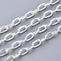 304 Stainless Steel Paperclip Chains, Drawn Elongated Cable Chains, with Spool, Unwelded, Flat Oval