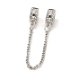 Rack Plating Alloy Crystal Rhinestone European Safety Chains, with Iron Curb Chains, For European Bracelet Making, Donut