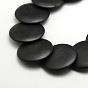Натуральный плоский круглый черный камень бисер пряди, 30x5 мм, отверстия : 1 мм, около 17 шт / нитка, 15