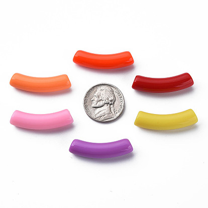 Opaque Acrylic Beads, Curved Tube