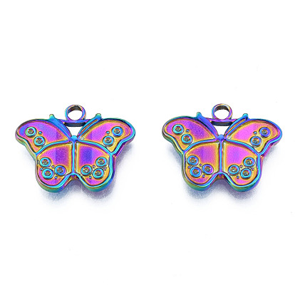 304 Configuración de diamantes de imitación colgante del acero inoxidable, mariposa