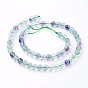 Perlas naturales fluorita hebras, Grado A, rondo