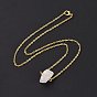 Natural Gemstone Irregular Nugget Pendant Necklace, Alloy Jewelry for Women, Golden
