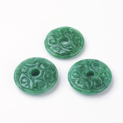 Natural Myanmar Jade/Burmese Jade Pendants, Large Hole Pendants, Dyed, Donut/Pi Disc