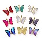 Brass Micro Pave Clear Cubic Zirconia Pendants, with Glass, Butterfly, Golden