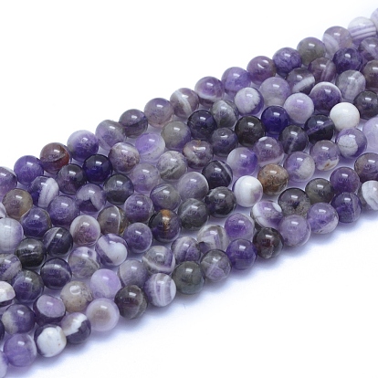 Natural Chevron Amethyst Beads Strands, Round