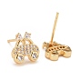 Clear Cubic Zirconia Vehicle Car Stud Earrings, Real 18K Gold Plated Brass Jewelry for Women, Cadmium Free & Lead Free