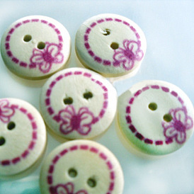 Painted Butterfly Wood Buttons with 2-Hole, Wooden Buttons