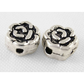 Tibetan Style Alloy Beads, Cadmium Free & Lead Free, about 5.5mm in diameter, 3mm thick, hole: 1mm