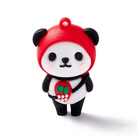 PVC Pendants, for Keychains, Panda with Strawberry