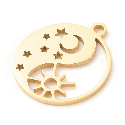 201 Stainless Steel Pendants, Yin Yang with Moon & Star & Sun