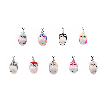 Imitation Rabbit Fur Owl Pendant Keychain, with Random Color Eyes, Cute Animal Plush Keychain, for Key Bag Car Pendant Decoration