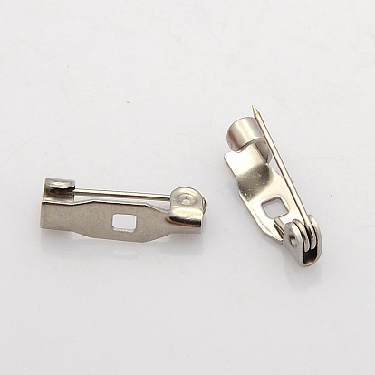 304 Stainless Steel Pin Brooch Back Bar Findings, 14x5x4mm, Hole: 2mm, Pin: 0.6mm