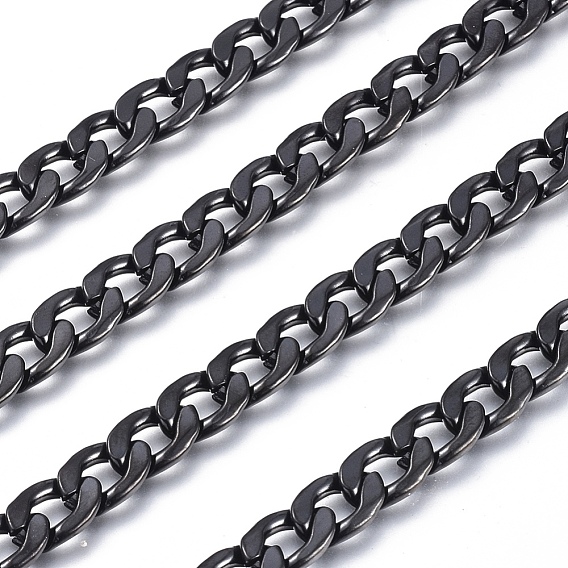 Revestimiento iónico (ip) 304 cadenas de eslabones cubanos de acero inoxidable, cadenas gruesas, sin soldar, con carrete