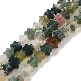 Natural Moss Agate Beads Strands, Star