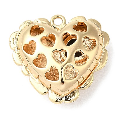 Brass Pendants, with Glass, Nickel Free, Heart Charms