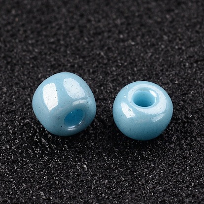 6/0 perles de rocaille de verre, couleurs opaques lustered, ronde, 4mm, trou: 1.5 mm, environ 4500 pièces / livre