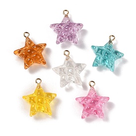 Прозрачные смоляные подвески, Подвески-звезды с петлями из сплава светлого золотистого цвета