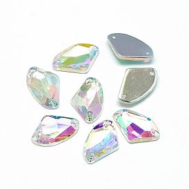 Sew on Rhinestone, Transparent Acrylic Rhinestone, Two Holes, Garment Accessories, AB Color Plated, Faceted