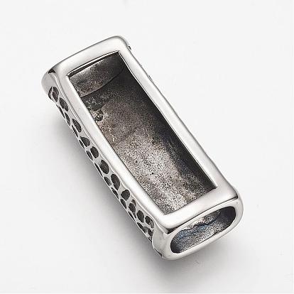 304 Stainless Steel Slide Charms, Rectangle