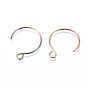 Ion Plating(IP) 304 Stainless Steel Earring Hooks, with Horizontal Loop