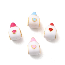 Alloy Enamel European Beads, Large Hole Beads, Lead Free & Cadmium Free, Matter Gold Color, Feeder