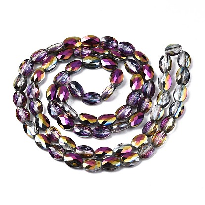 Electroplate Glass Beads Strands, Oval