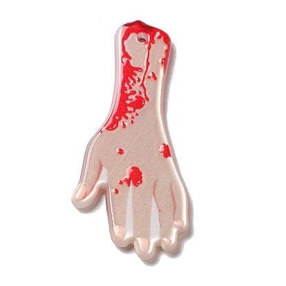 Pendentifs acryliques imprimés recto-verso, thème de l'Halloween, main/pieds ensanglantés