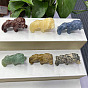 Gemstone Carved Healing Lion Figurines, Reiki Energy Stone Display Decorations