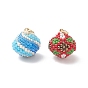 2Pcs 2 Color Handmade MIYUKI Japanese Seed Beads Pendants, Round Charms