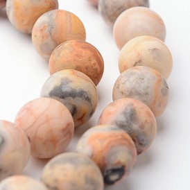 Frosted Round Natural Crazy Agate Bead Strands