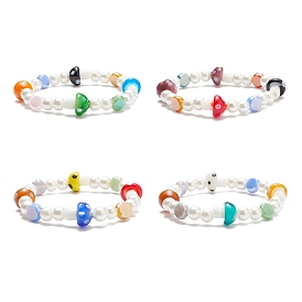 Bracelet extensible en perles de verre et champignons au chalumeau pour enfants