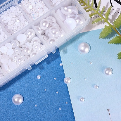 Cabujones de imitación de perlas de plástico abs, semicírculo