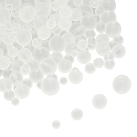 Des billes de verre transparentes, pour la fabrication de bijoux en perles, givré, ronde